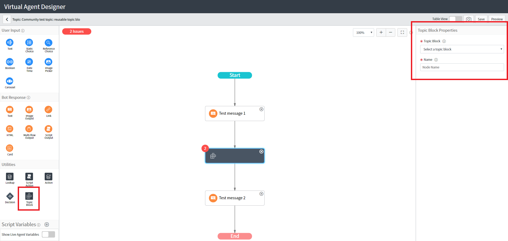 Virtual Agent reusable topic blocks (+ example) [O... - ServiceNow ...